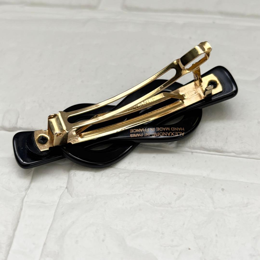 【美品】アレクサンドル ドゥ パリ バレッタ ブラック　ループ　リボン風