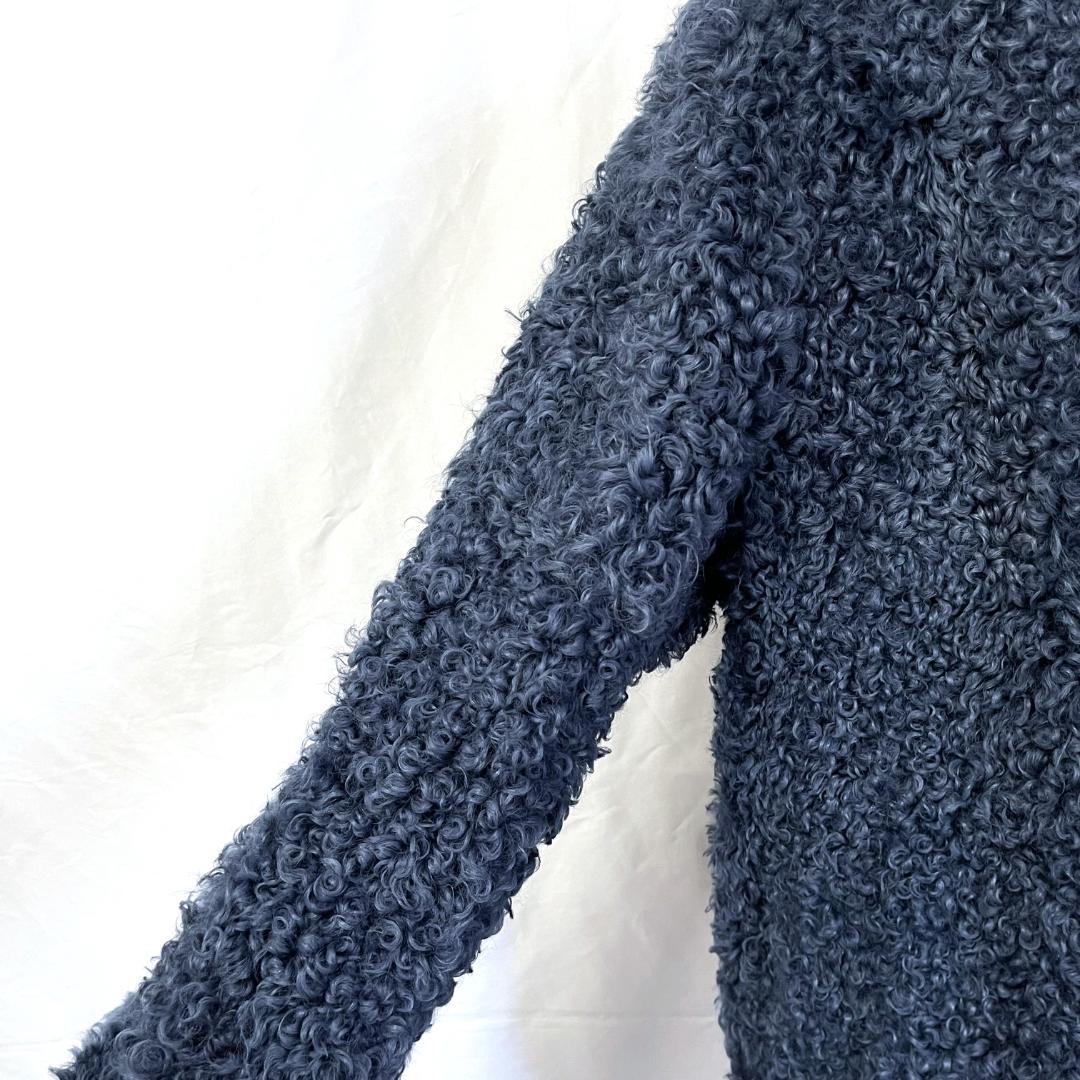 希少 EMBA エンバ ボア ファー コート ブルー