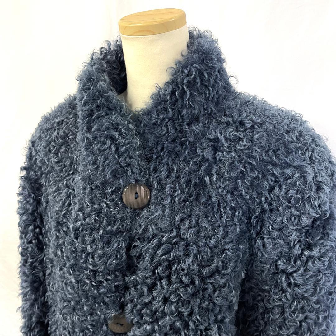 希少 EMBA エンバ ボア ファー コート ブルー