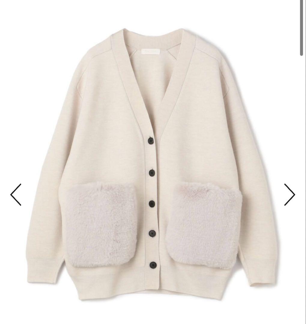【試着のみ】Ballsey ミラノリブ ファー ポケットカーディガン