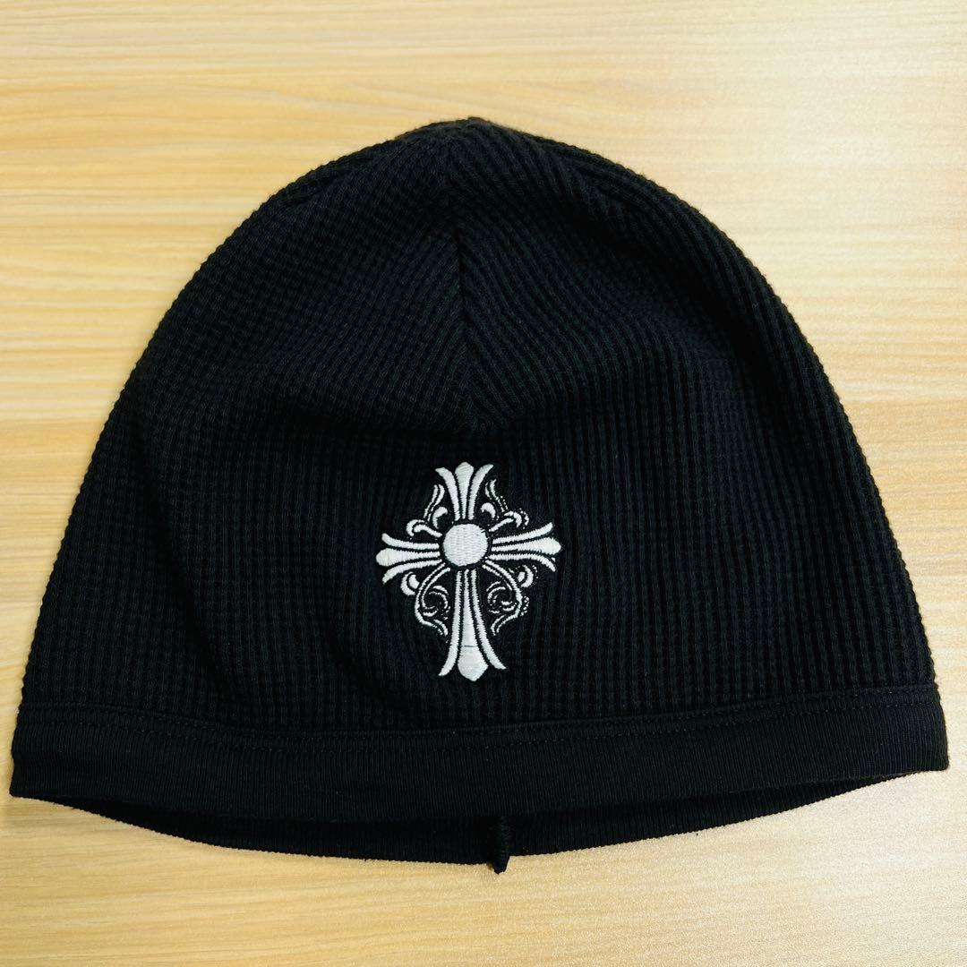 クロムハーツ ビーニーキャップ CHクロス 刺繍ロゴ 黒 サーマル
