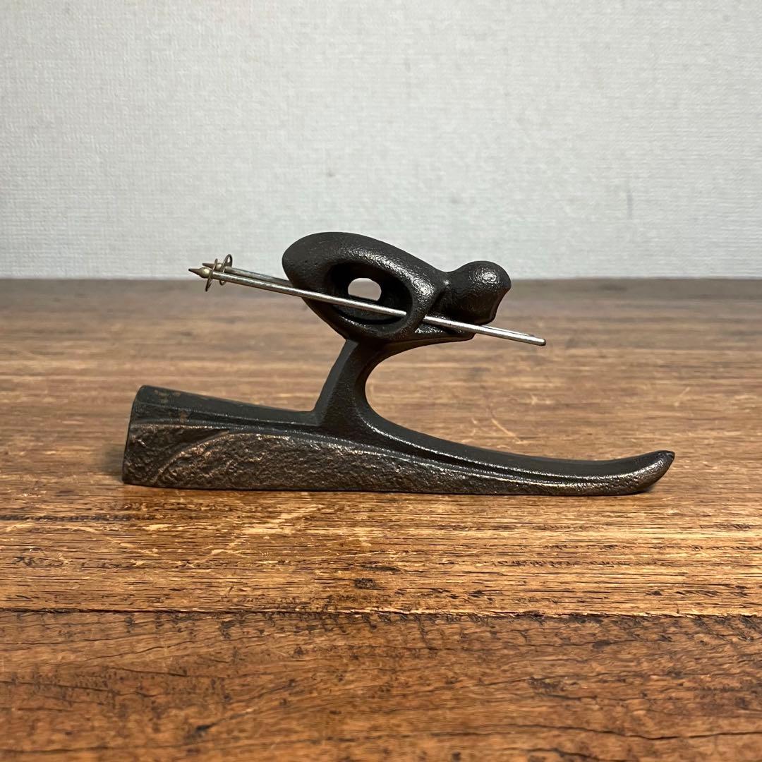 レトロ スキーヤー ペーパーウェイト 鉄 アイアン 雑貨 文鎮 アンティーク