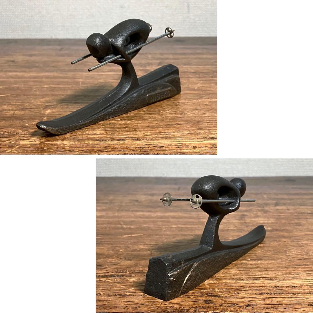 レトロ スキーヤー ペーパーウェイト 鉄 アイアン 雑貨 文鎮 アンティーク