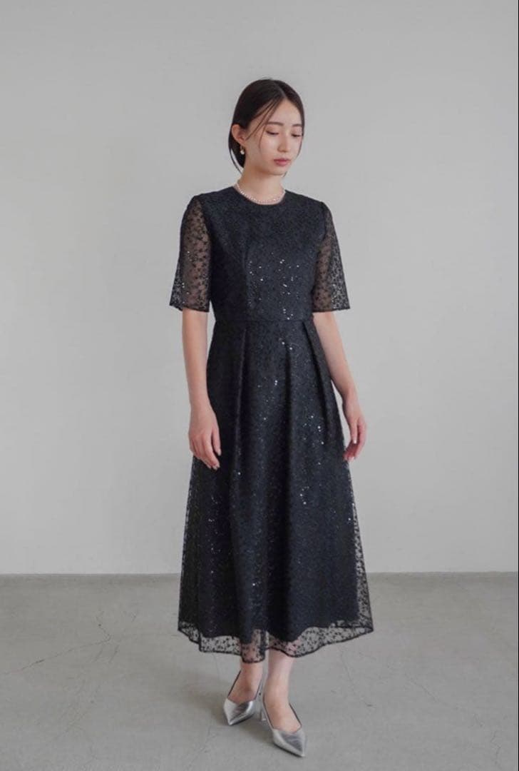 kaene スパンコールエンブロイダリードレス