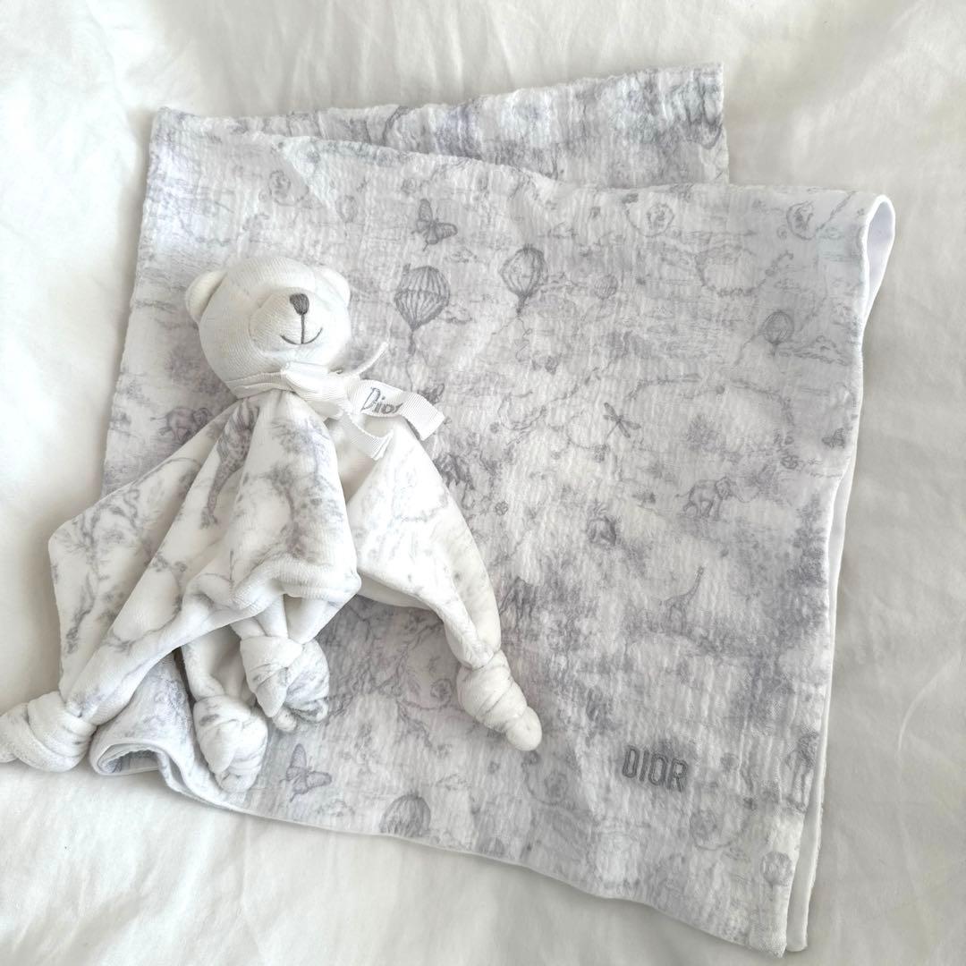 美品　Baby dior ブランケット　ぬいぐるみ　グレー
