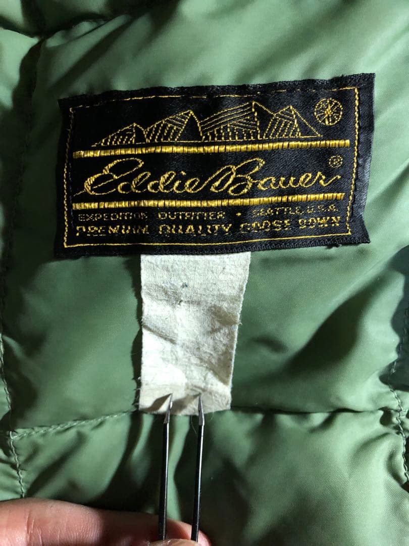 K　Eddie Bauer ダウンベスト オリーブグリーン