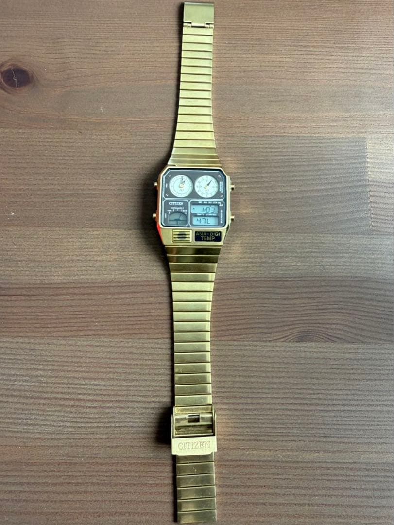 CITIZEN レコードレーベル アナデジ テンプ 腕時計 ゴールド