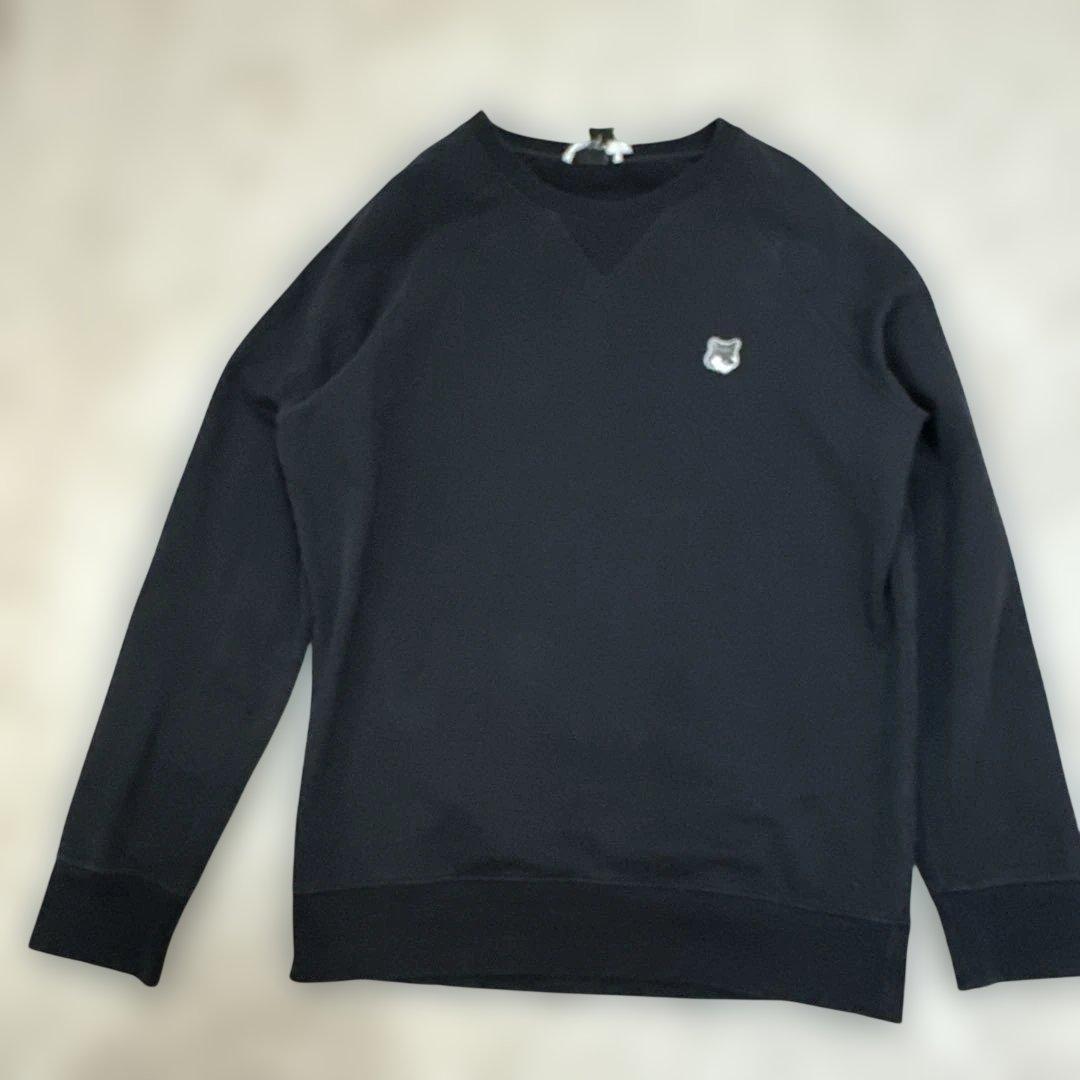 メゾンキツネ スウェット トレーナー 黒 ワンポイント ロゴ 刺繍