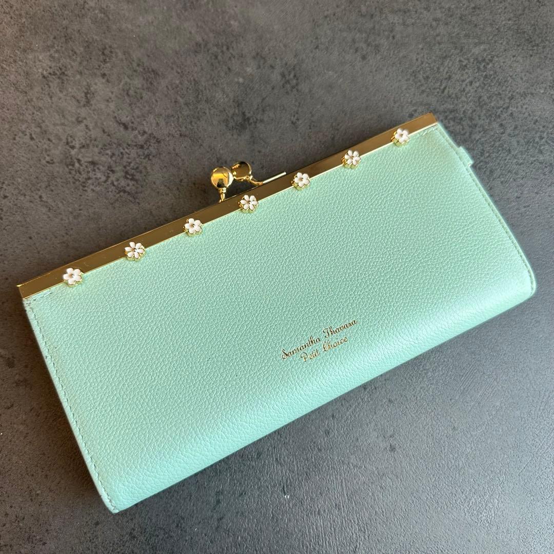 サマンサタバサプチチョイス フラワーモチーフ口金長財布 ミント