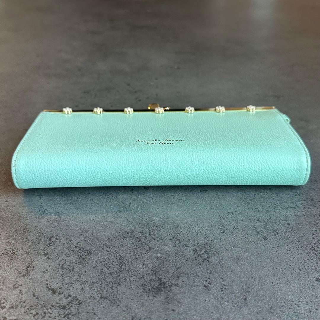 サマンサタバサプチチョイス フラワーモチーフ口金長財布 ミント
