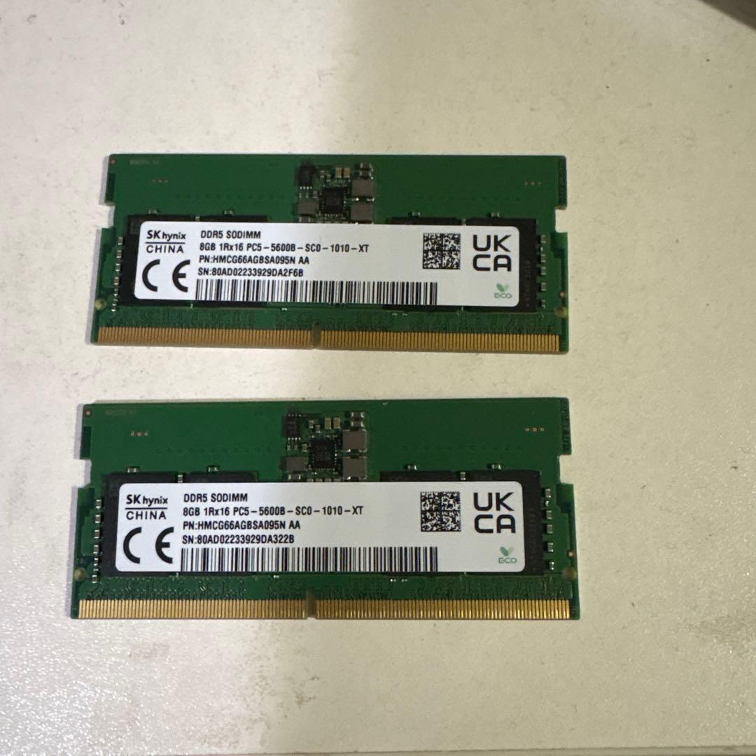 お買い得！【メモリ】DDR5 SODIMM RAM8GB x2枚