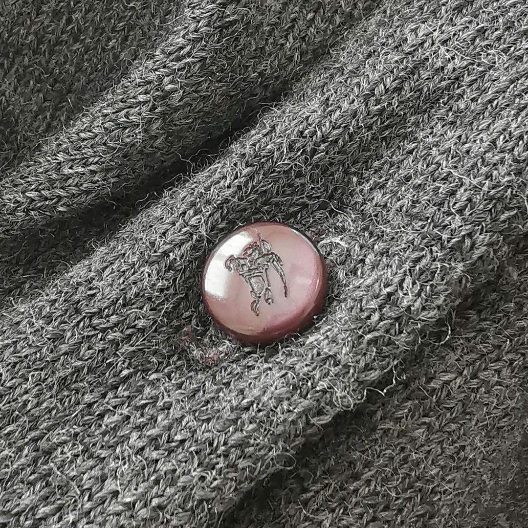 バーバリー ホースロゴ刺繍 ノヴァチェック ウール カーディガン グレー 38