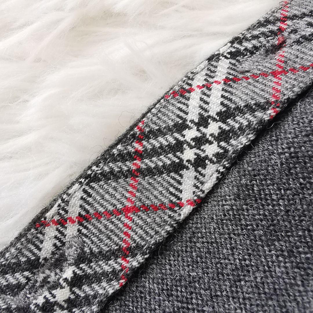 バーバリー ホースロゴ刺繍 ノヴァチェック ウール カーディガン グレー 38