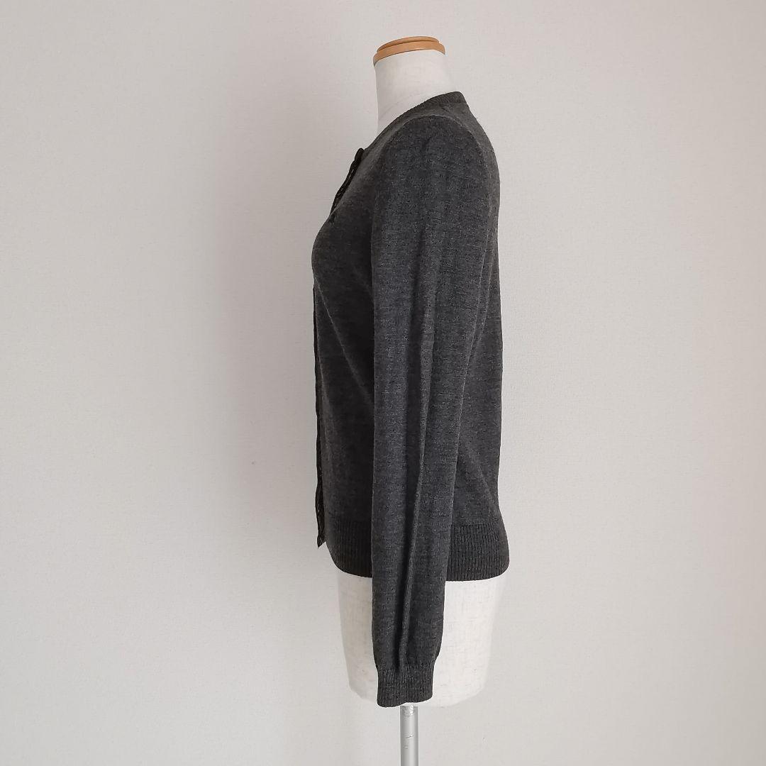 バーバリー ホースロゴ刺繍 ノヴァチェック ウール カーディガン グレー 38