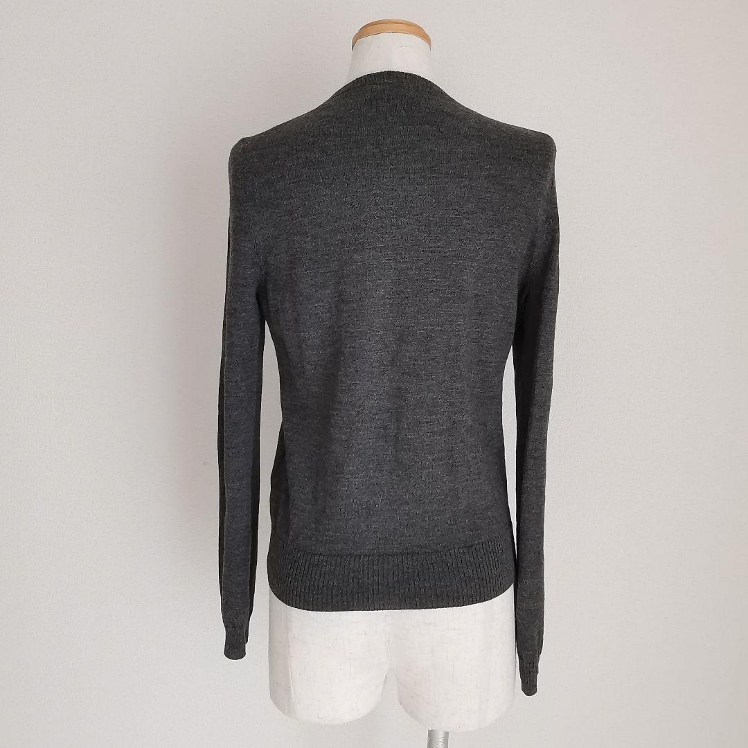 バーバリー ホースロゴ刺繍 ノヴァチェック ウール カーディガン グレー 38