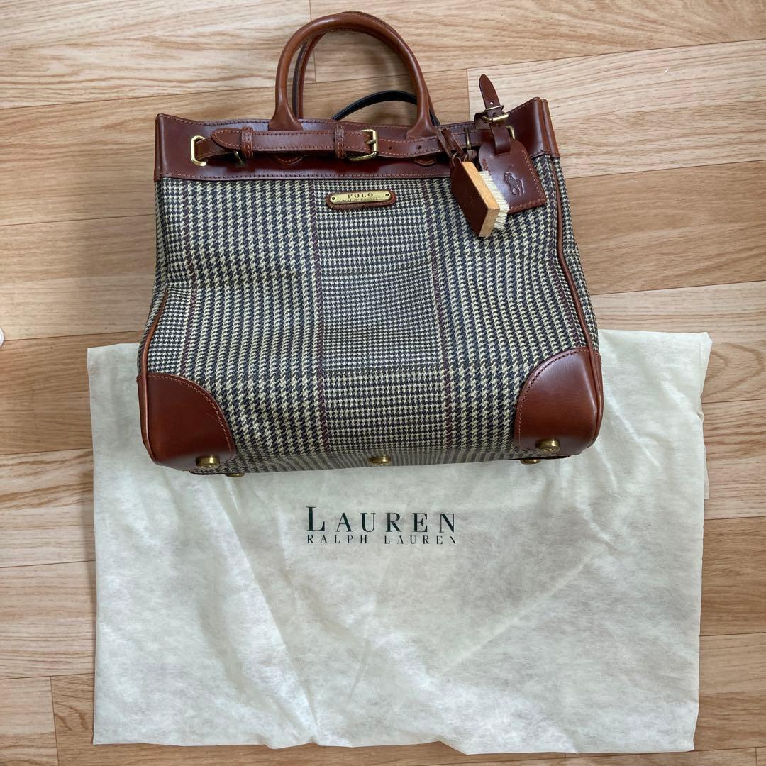 美品 Ralph Lauren トートバッグ 中型 ハウンドトゥースパターン