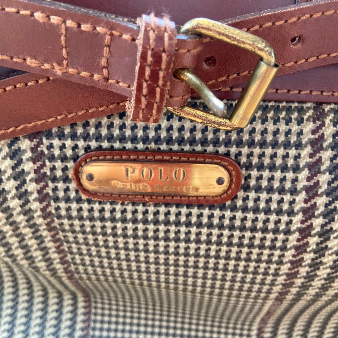 美品 Ralph Lauren トートバッグ 中型 ハウンドトゥースパターン