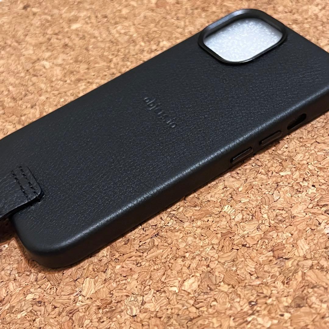 objcts.io カラビナ iPhone14ケース MagSafe レザー 黒