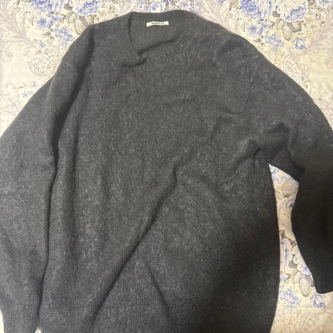 AURALEE BRUSHED SUPER KID MOHAIR KNIT 黒5