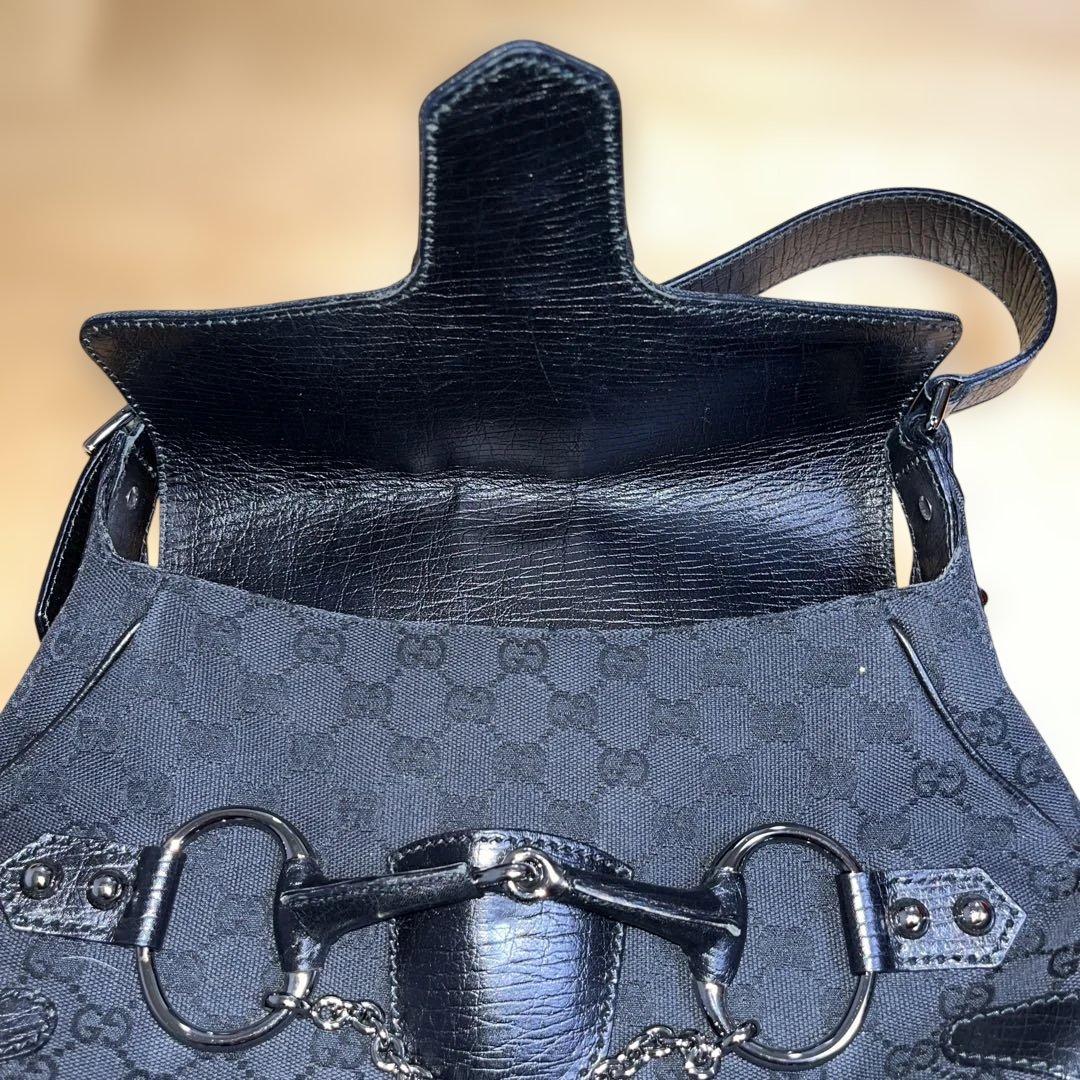 美品！GUCCI グッチワンショルダーハンドバッグ キャンバス　ホースビットレザ