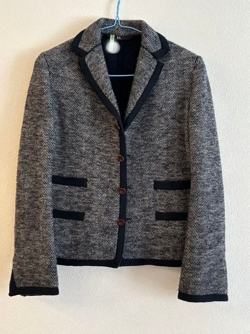 【美品】45rpm ★ヘリンボーン★ウール★テーラーカラー★ダブルフェイス