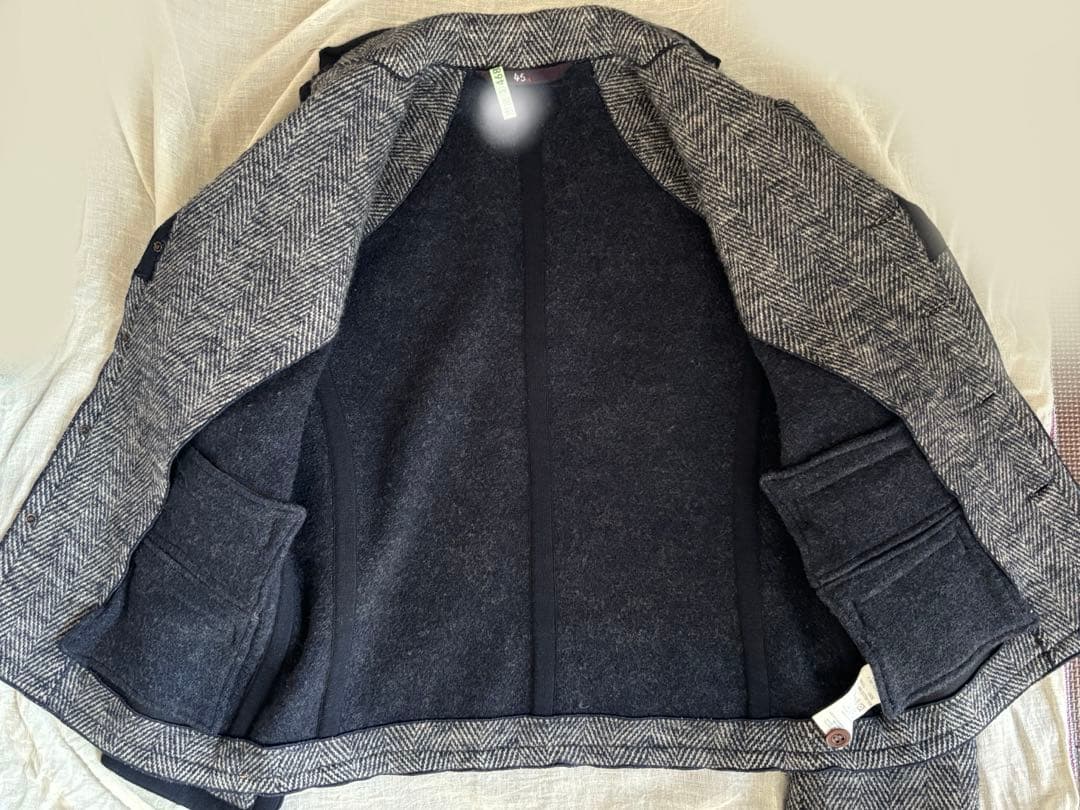 【美品】45rpm ★ヘリンボーン★ウール★テーラーカラー★ダブルフェイス