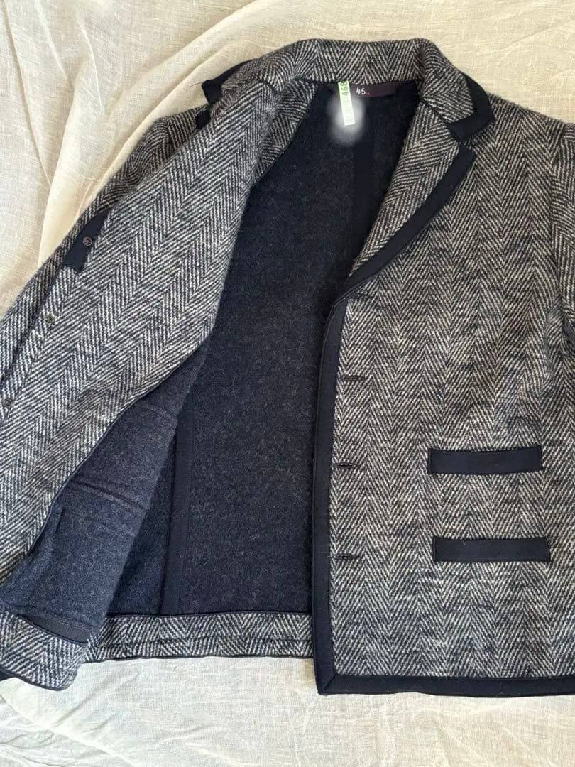 【美品】45rpm ★ヘリンボーン★ウール★テーラーカラー★ダブルフェイス