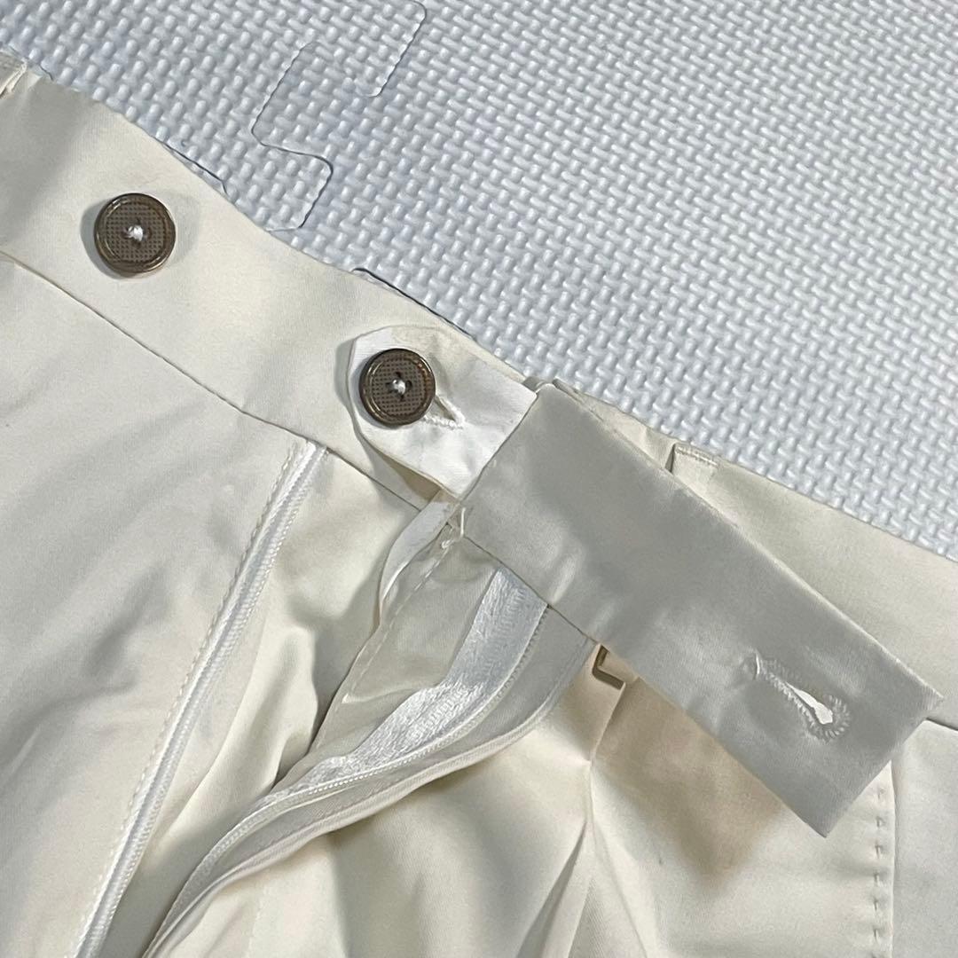 新品 タグ付き Berwich Sake 1P タック スラックス クリーム色