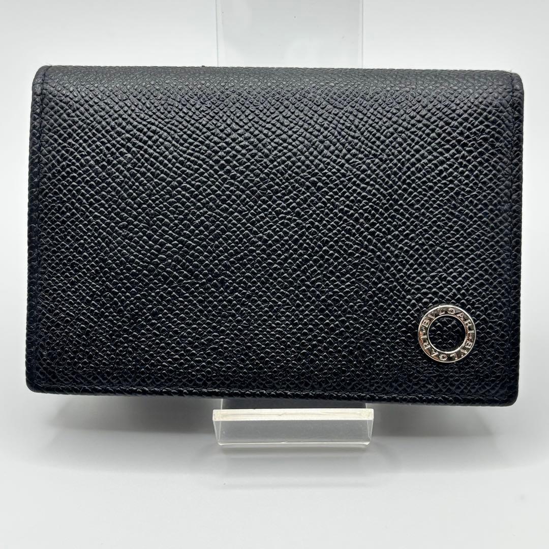 【美品】ブルガリ 名刺入れ カードケース ブルガリマン サークルロゴ 黒