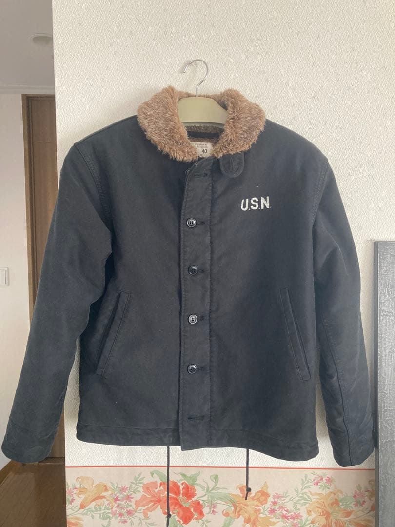 HOUSTON ヒューストン N1 デッキジャケット　レギュラーフィット黒　40