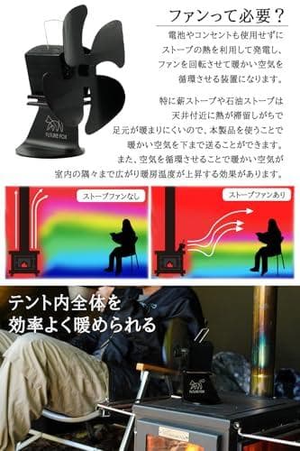 FUTUREFOX FOX-FAN ストーブファン 最新型 4枚羽 薪ストーブ*