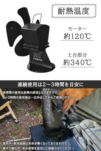 FUTUREFOX FOX-FAN ストーブファン 最新型 4枚羽 薪ストーブ*