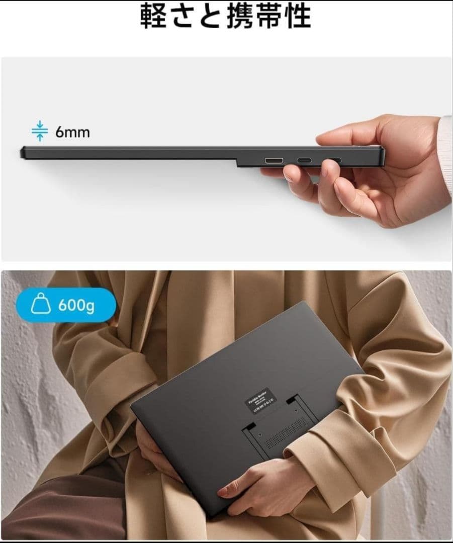15.6インチポータブルモニターパネル モバイルモニター スピーカー内蔵 自立型