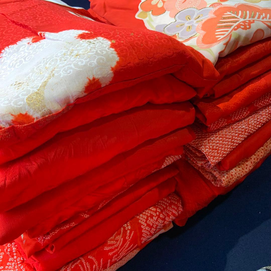 振袖長襦袢25枚綸子絞り錦紗おまとめ売り　材料正絹