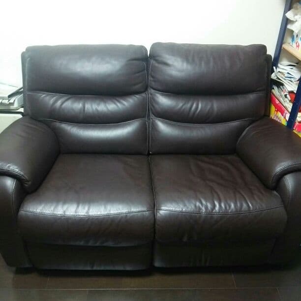 リクライニングレザーけソファー ブラウン