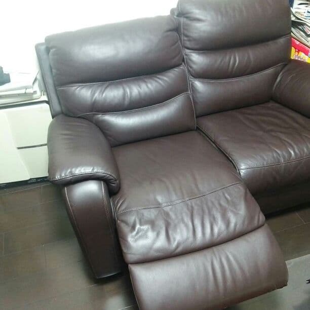 リクライニングレザーけソファー ブラウン
