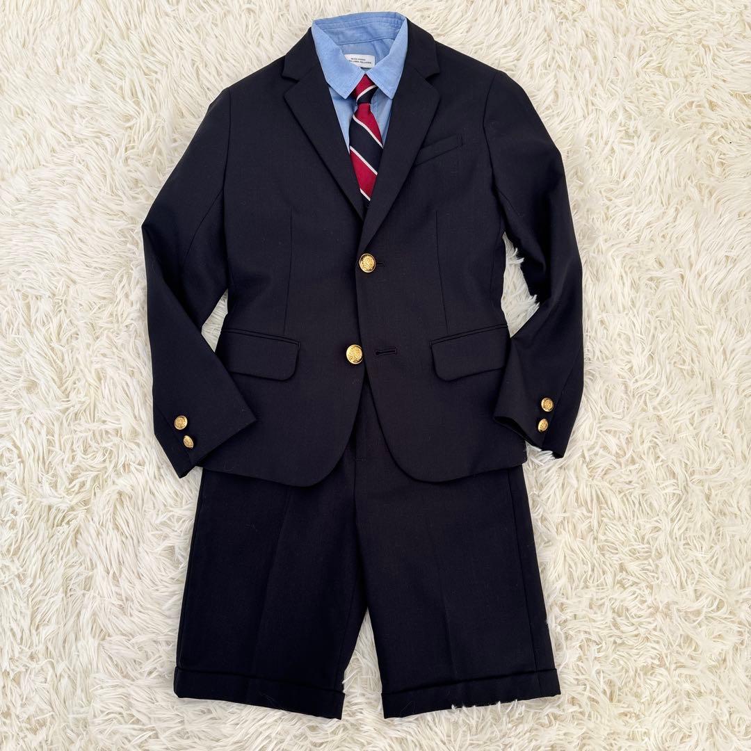 グリーンレーベル子供キッズセットアップスーツ４点 金ボタン紺ブレザーセレモニー