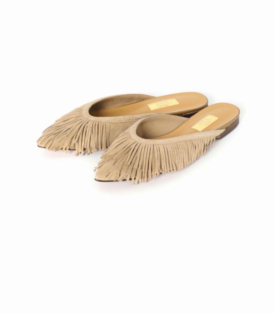 ルタロン　GRISEレザーFRINGEミュール　ベージュ