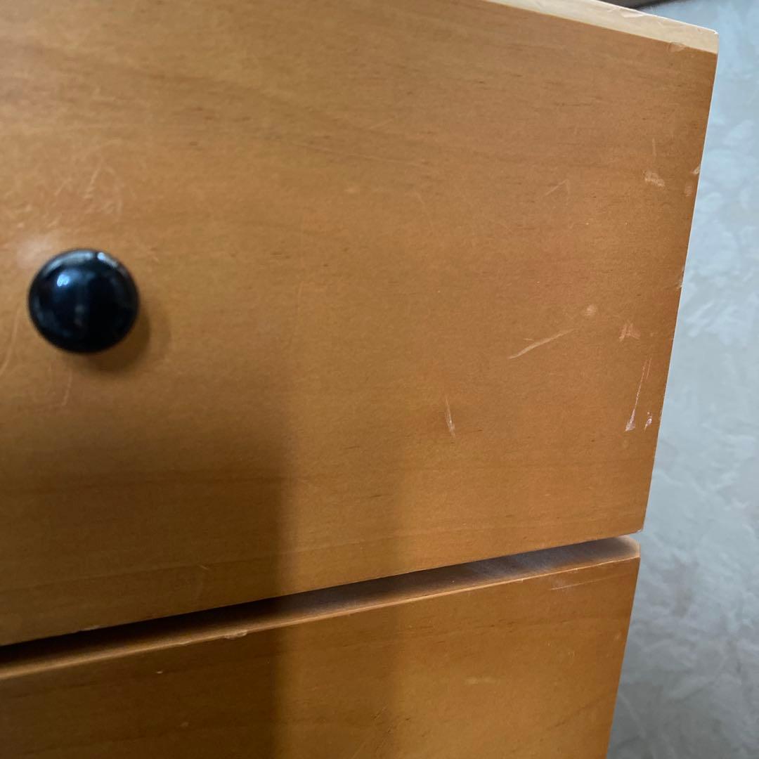 ナチュラルウッド 5段チェスト キャスター付き