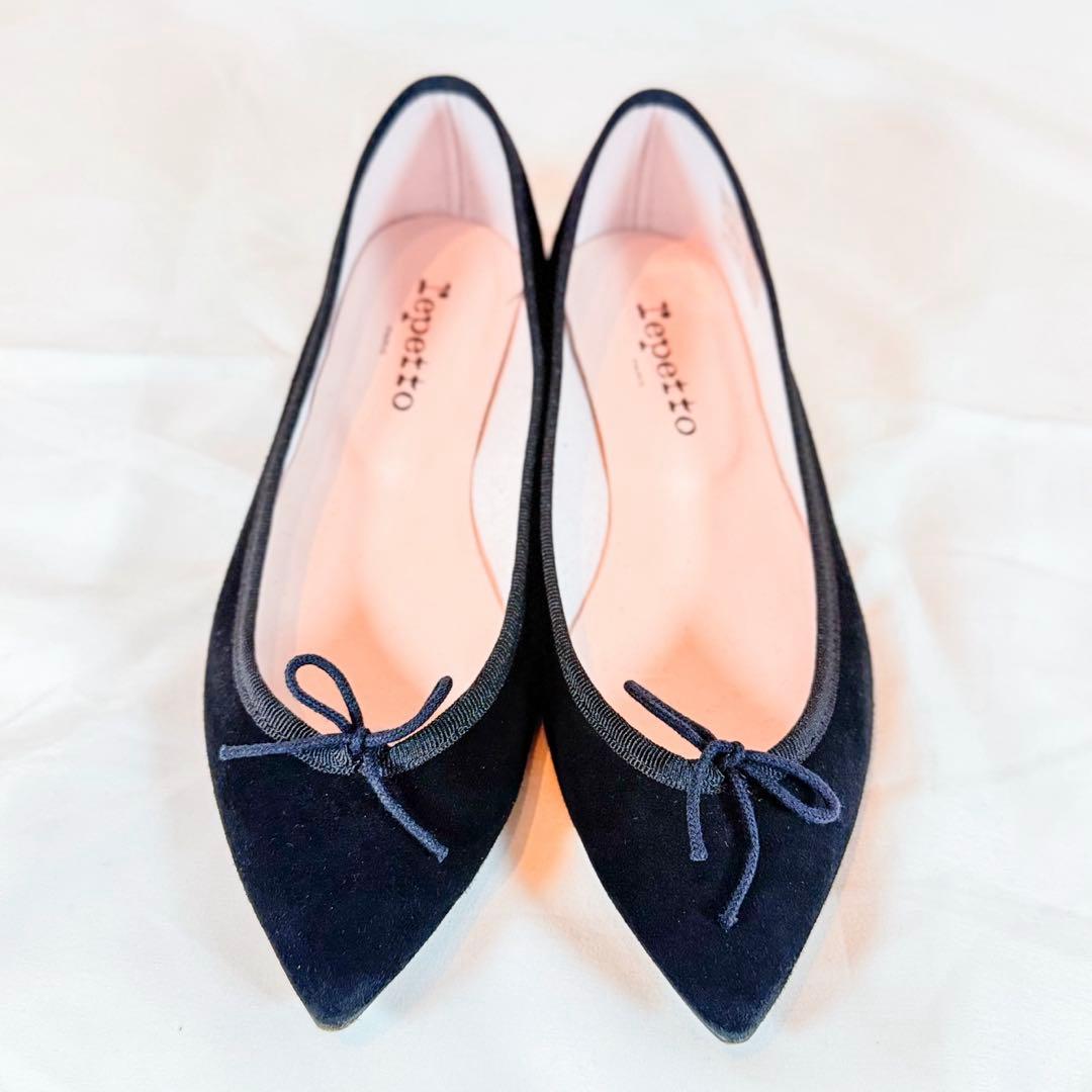【美品】repetto ブリジット ベロア ポインテッド 黒 37.5