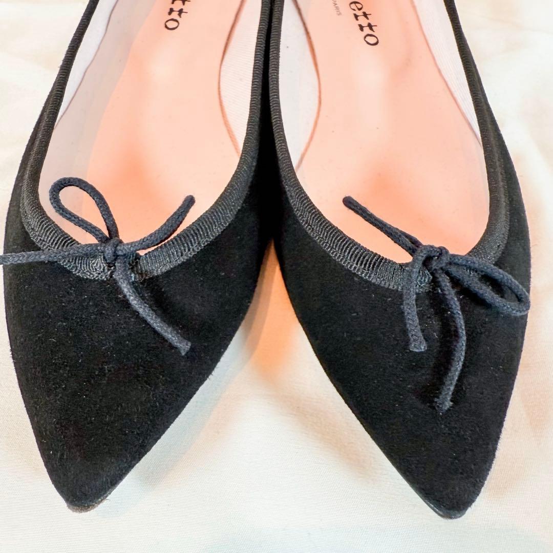 【美品】repetto ブリジット ベロア ポインテッド 黒 37.5