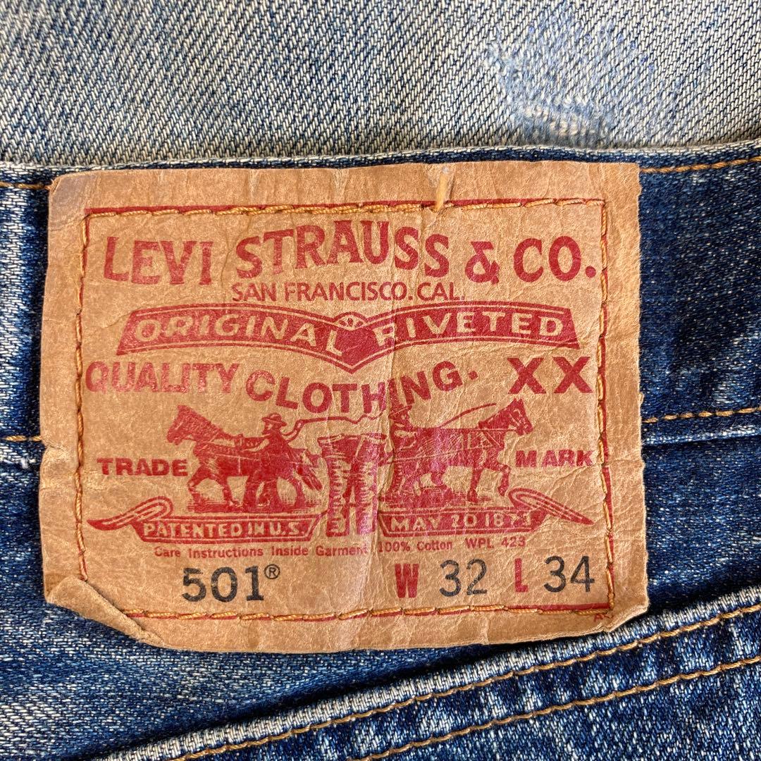 ★送料無料★Levis501★濃紺インディゴ 鬼ヒゲ ★00年代☆W32