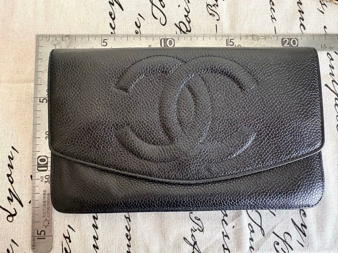 CHANEL ブラック レザー 長財布