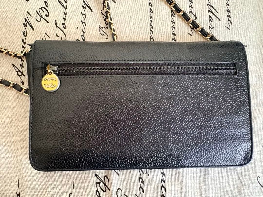CHANEL ブラック レザー 長財布