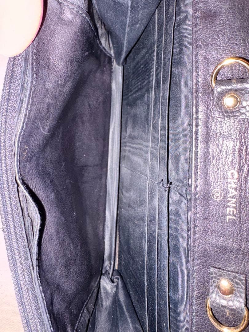 CHANEL ブラック レザー 長財布