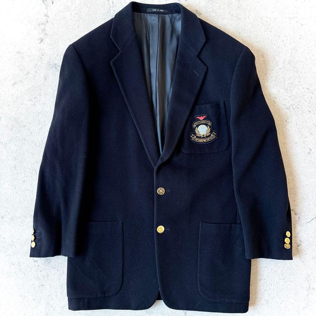 92年 エンポリオアルマーニ 金ボタン カシミヤ混縮絨ウールジャケット ブレザー