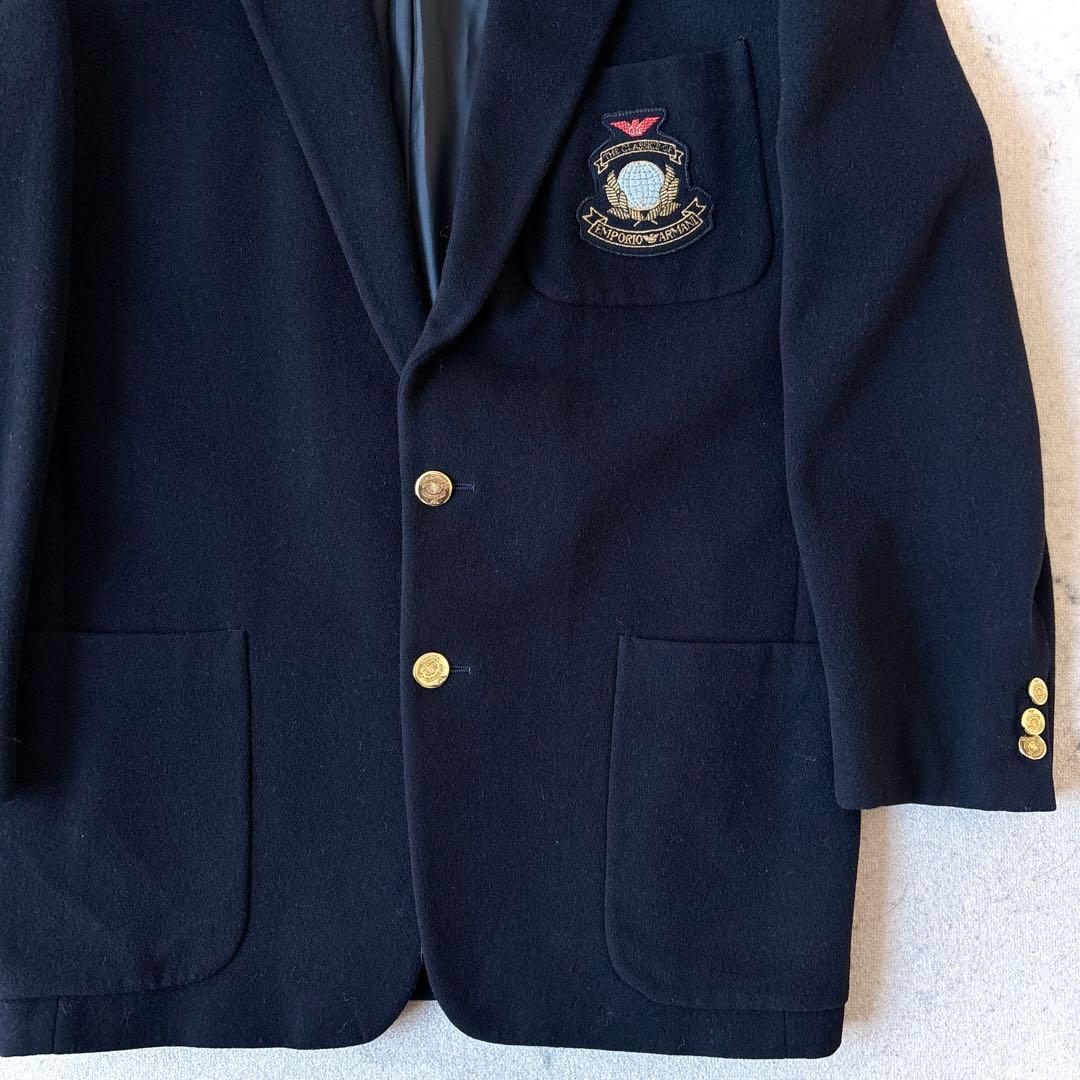 92年 エンポリオアルマーニ 金ボタン カシミヤ混縮絨ウールジャケット ブレザー