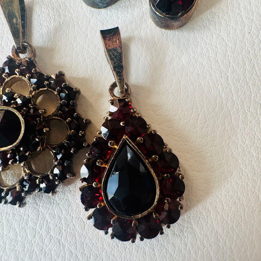 ガーネット イヤリング ペンダントトップ シルバー925 3点セット