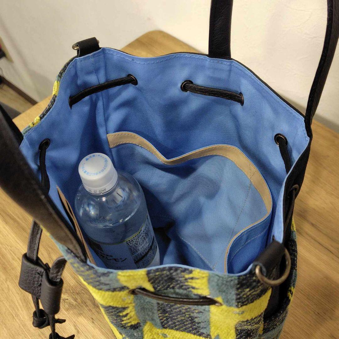 ミナペルホネン/thoroughbredサラブレットネイビー/巾着Lサイズ