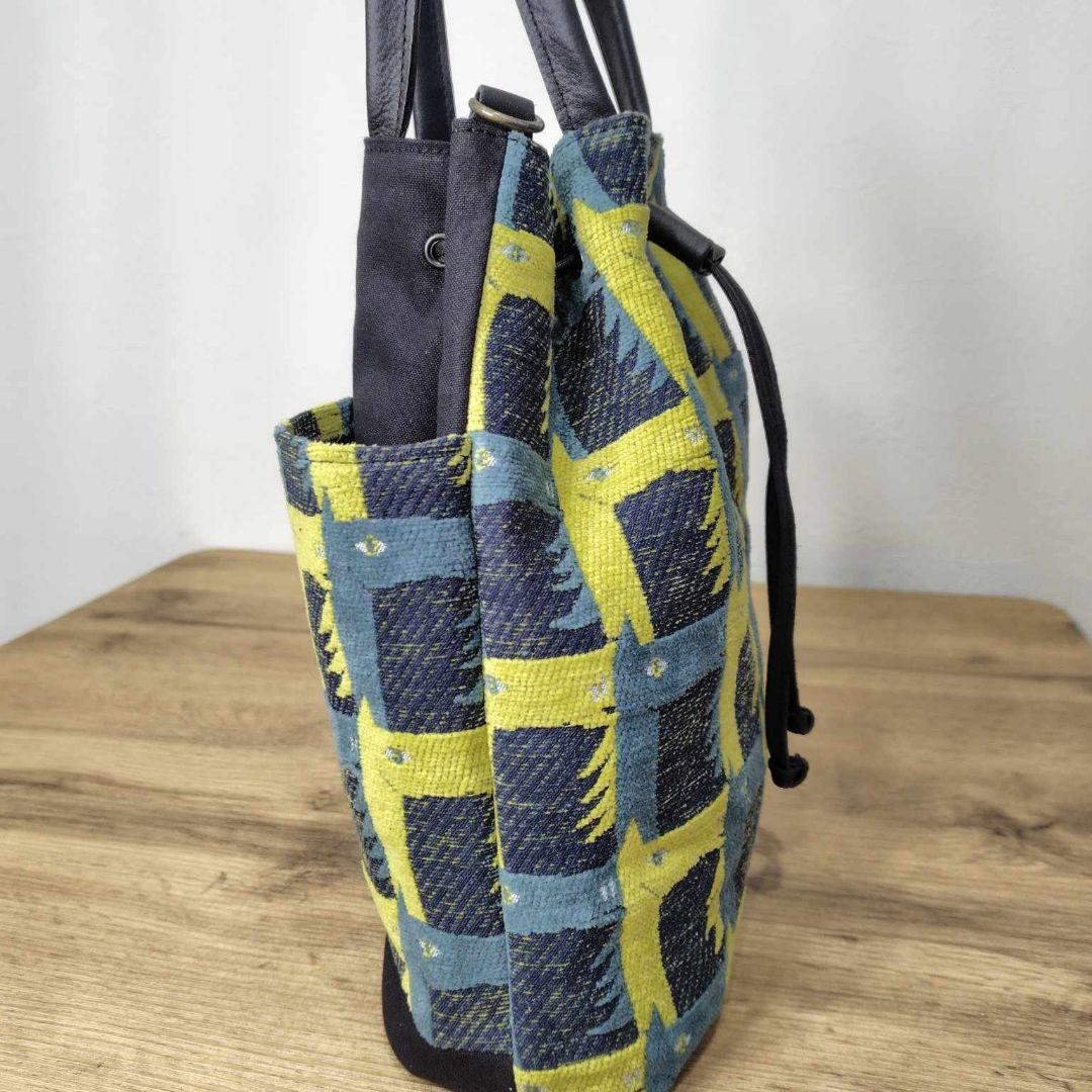 ミナペルホネン/thoroughbredサラブレットネイビー/巾着Lサイズ